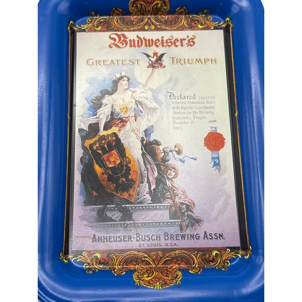 Vintage Anheuser Busch Small Tip Trays Beer Advertisement Set (3) Bar Decor